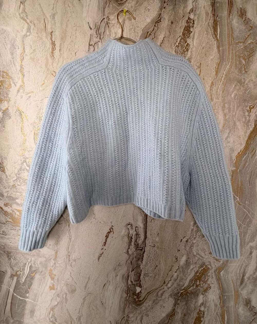 Madewell Light Blue Ribbed Mockneck Cropped Sweater Size L - Picture 1 of 11